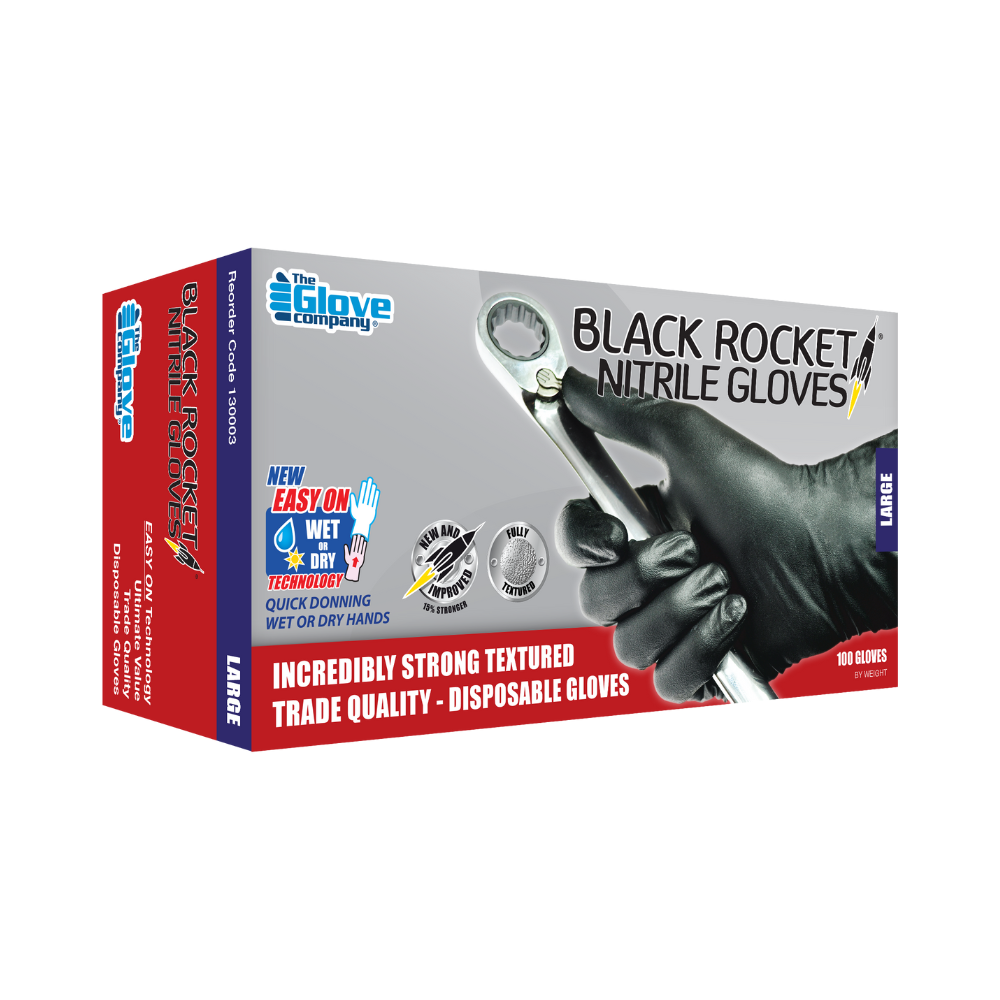 Black Rocket Nitrile Gloves-L
