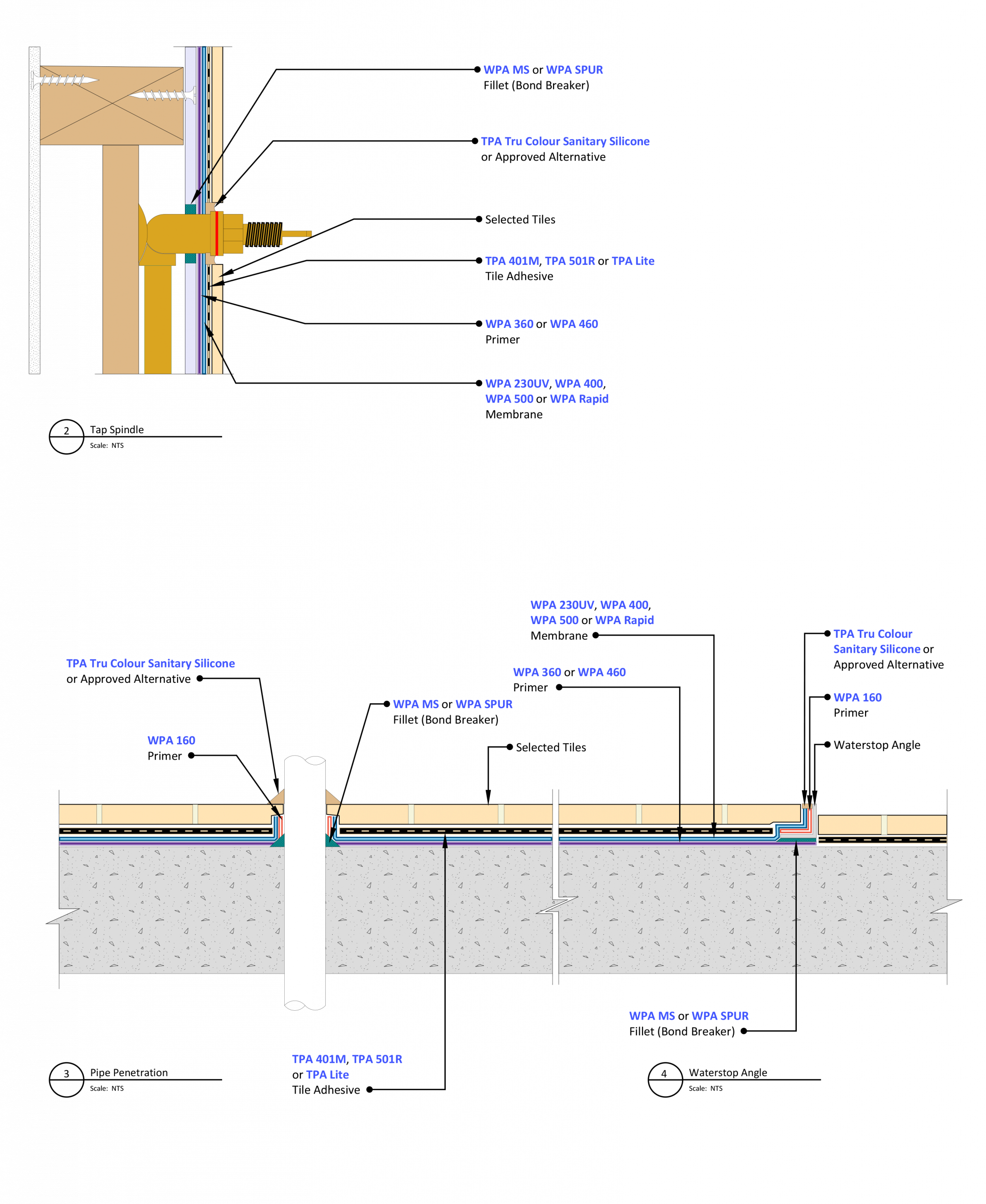 WP220 - Wet Areas - Enclosed Shower with Hob - Under Screed (WB)
